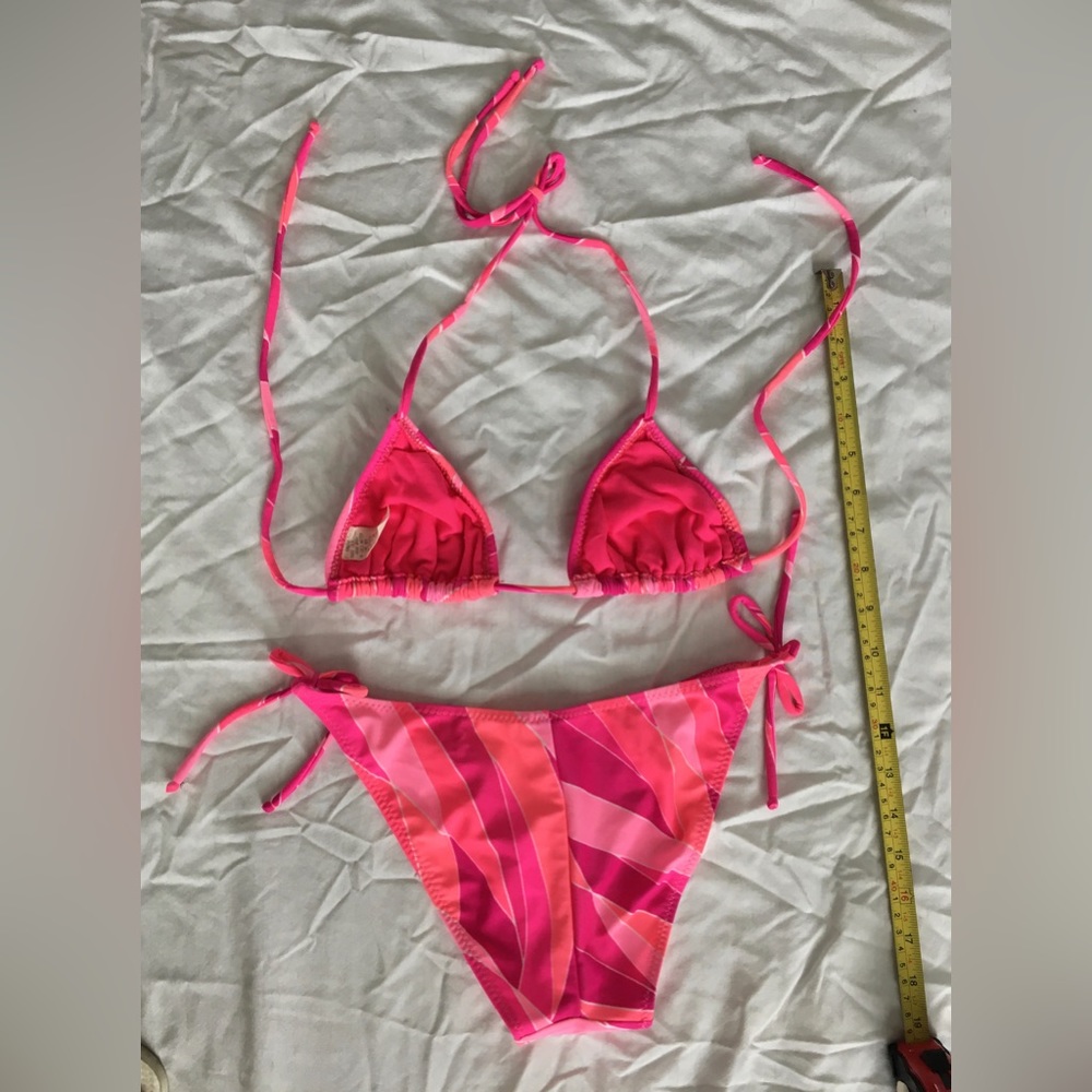 90’s Beautiful Multicolored Pink String Bikini Set - image 5